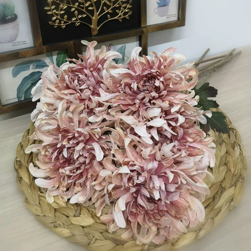 Искусственные цветы в Ставрополе | Цветок искусственный «Хризантема», персиково-розовая, одиночный