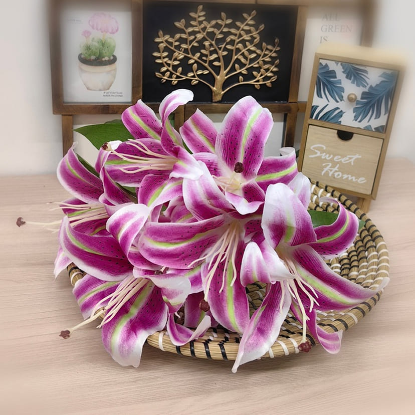 Искусственные цветы в Ставрополе | Цветы искусственные «Лилии крупные», розово-сиреневые, букет