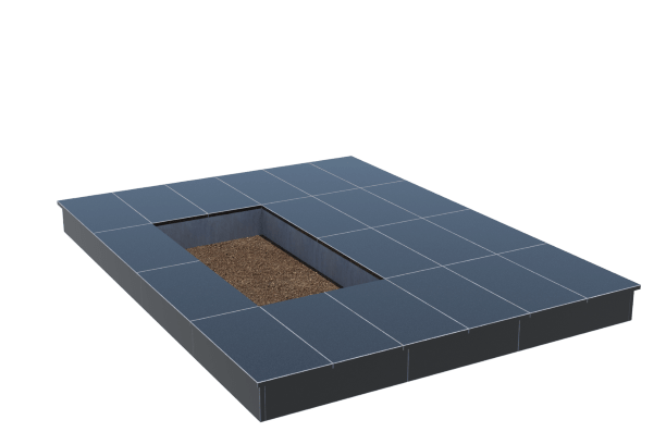Площадки на могилу в Ставрополе | Площадка с вертикальной (15 см) облицовкой гранитом Габбро (под цветник)