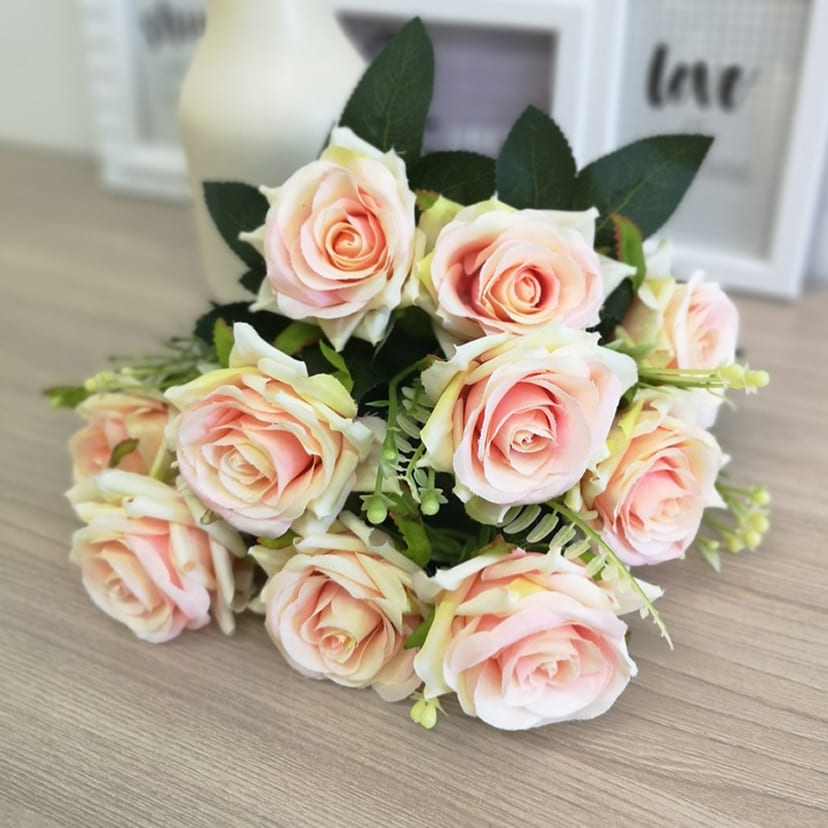 Искусственные цветы в Ставрополе | Цветы искусственные «Розы острые», розовато-молочные, букет