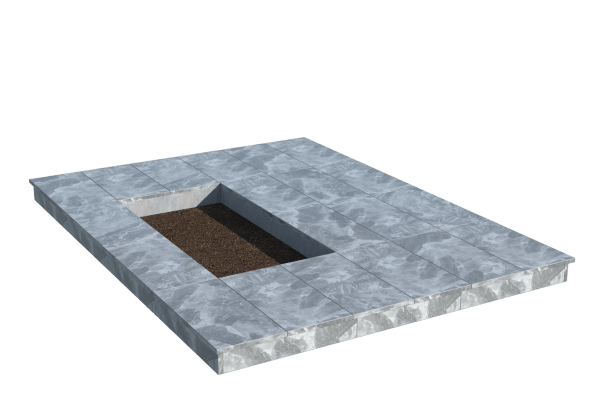 Площадки на могилу в Ставрополе | Площадка с вертикальной (10 см) мраморной облицовкой (под цветник)