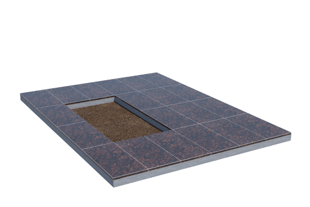 Площадки на могилу в Ставрополе | Площадка с облицовкой Дымовским гранитом (под цветник)